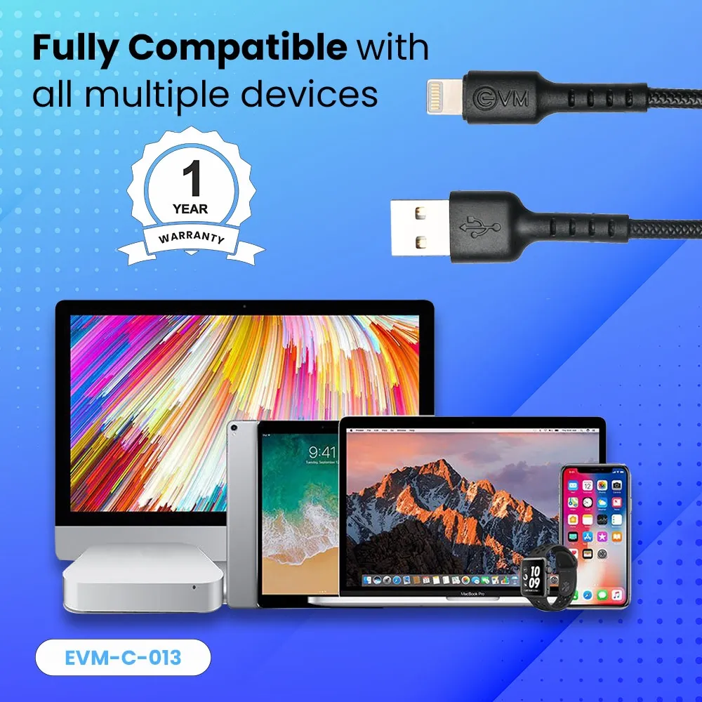 EVM USB To Iphone Lightning Charger & Sync Cable EVM-C-013-B view 7
